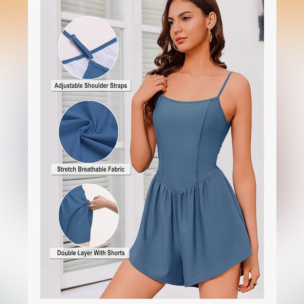 Women's Blue Athletic Romper- Sz Sm